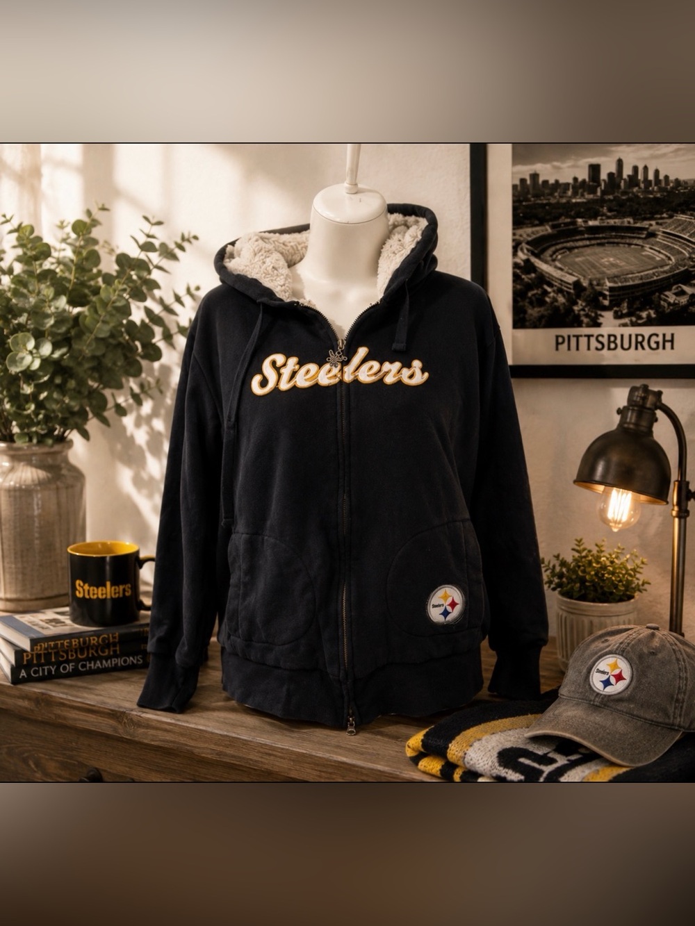 Pittsburg Steelers touch by Alyssa Milano hoodie Jacket fleece lined large